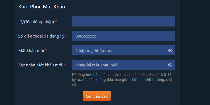 hướng dẫn đổi mật khẩu